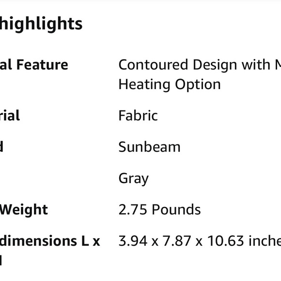 Sunbeam Contoured Heating Pad for Neck & Shoulder Pain Relief - Picture 8 of 8